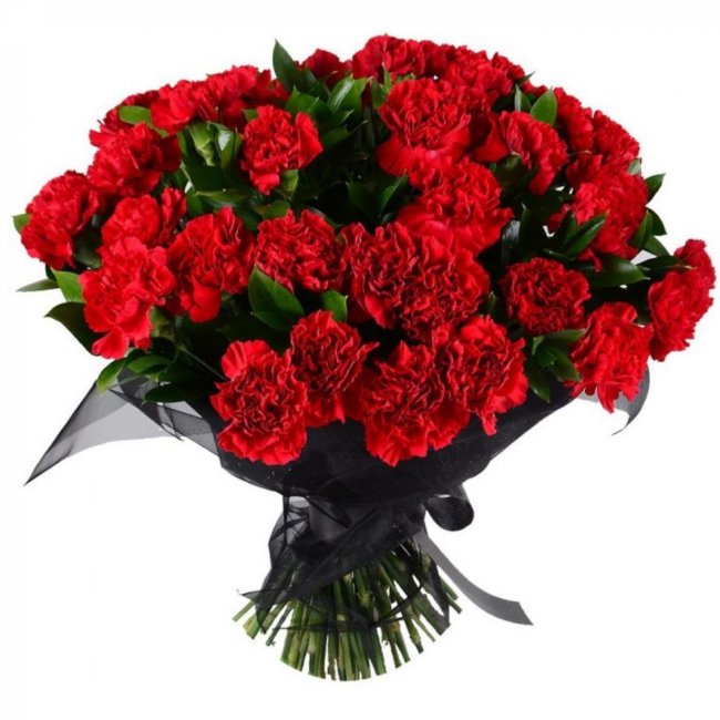 Букет цветов "Траурный букет из красных гвоздик"